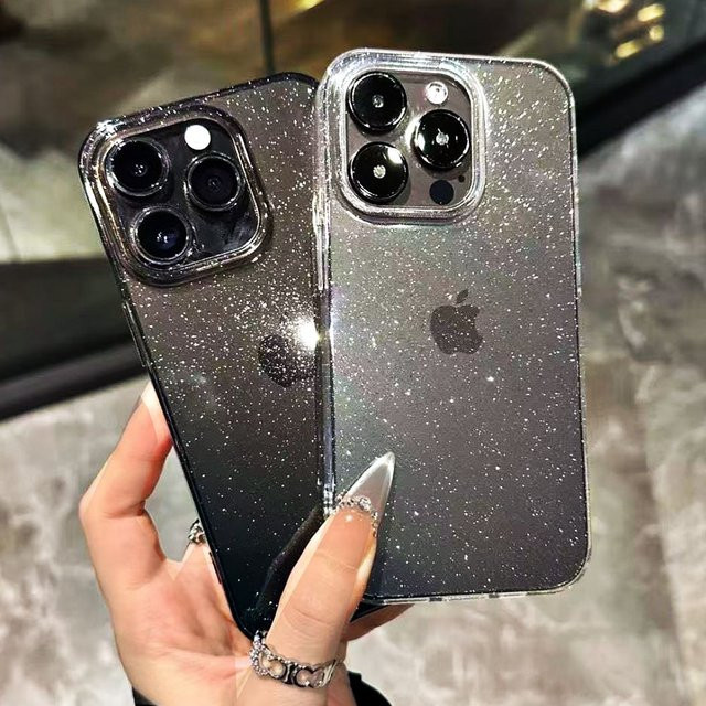 Transparente Bling Glitter Schutzhülle aus stoßfestem TPU für iPhone 11 bis iPhone 16 Pro Max und Mini - Bild 1