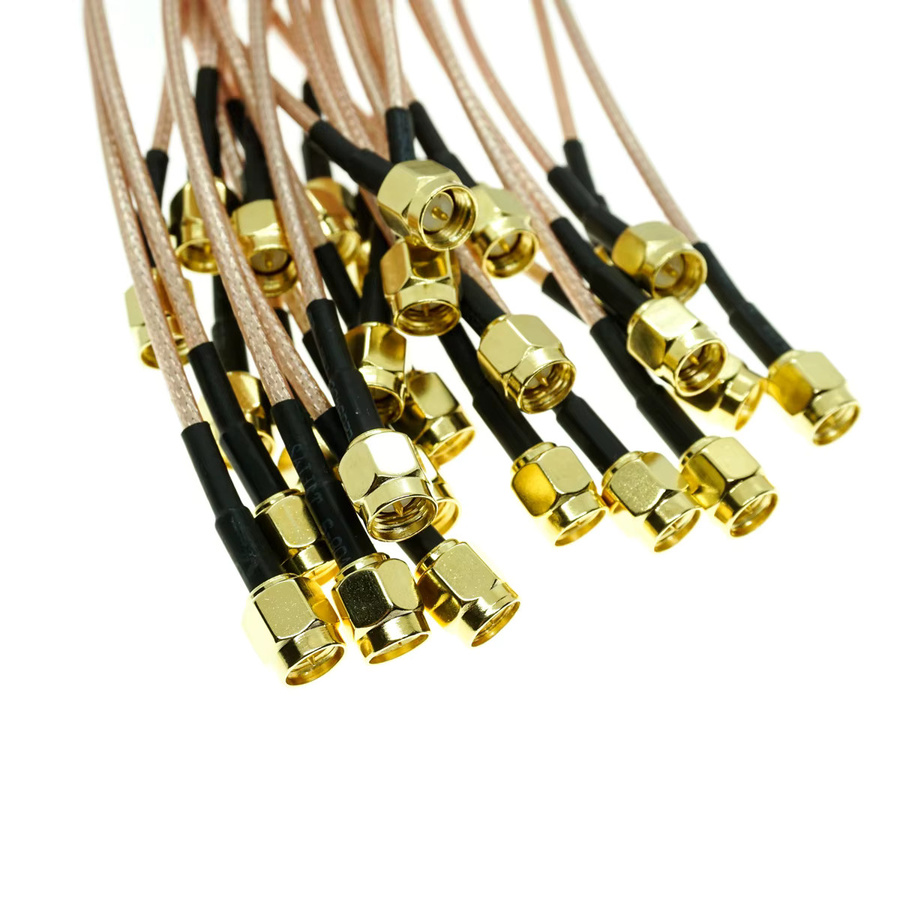 RFProMaker 5er Set RG316 SMA auf SMA Stecker Adapter Crimp für Koaxialkabel Verlängerung in Gold - Bild 2