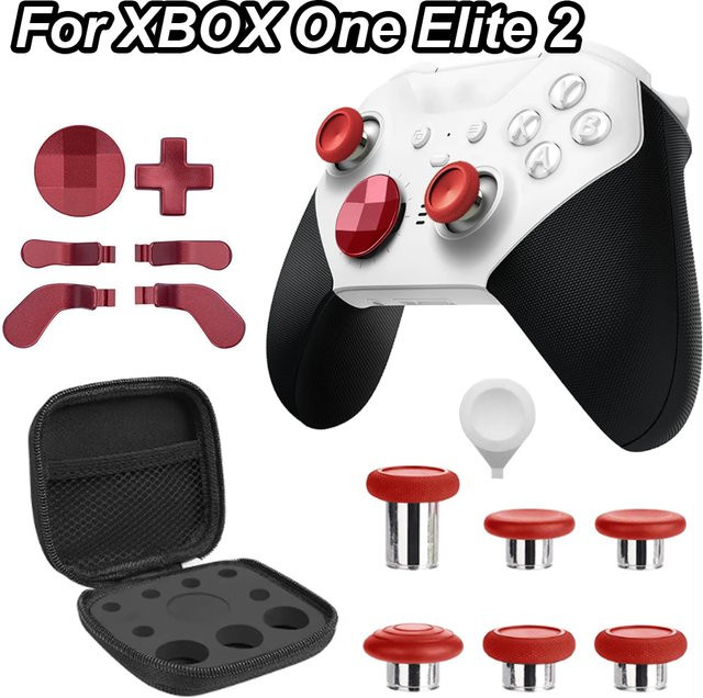 ZHOUCHEN 13-in-1 Metall Zubehör Set für Xbox One Elite Series 2 Controller in Rot mit 6 Swap Thumbsticks, 4 Paddles und D-Pads - Bild 1