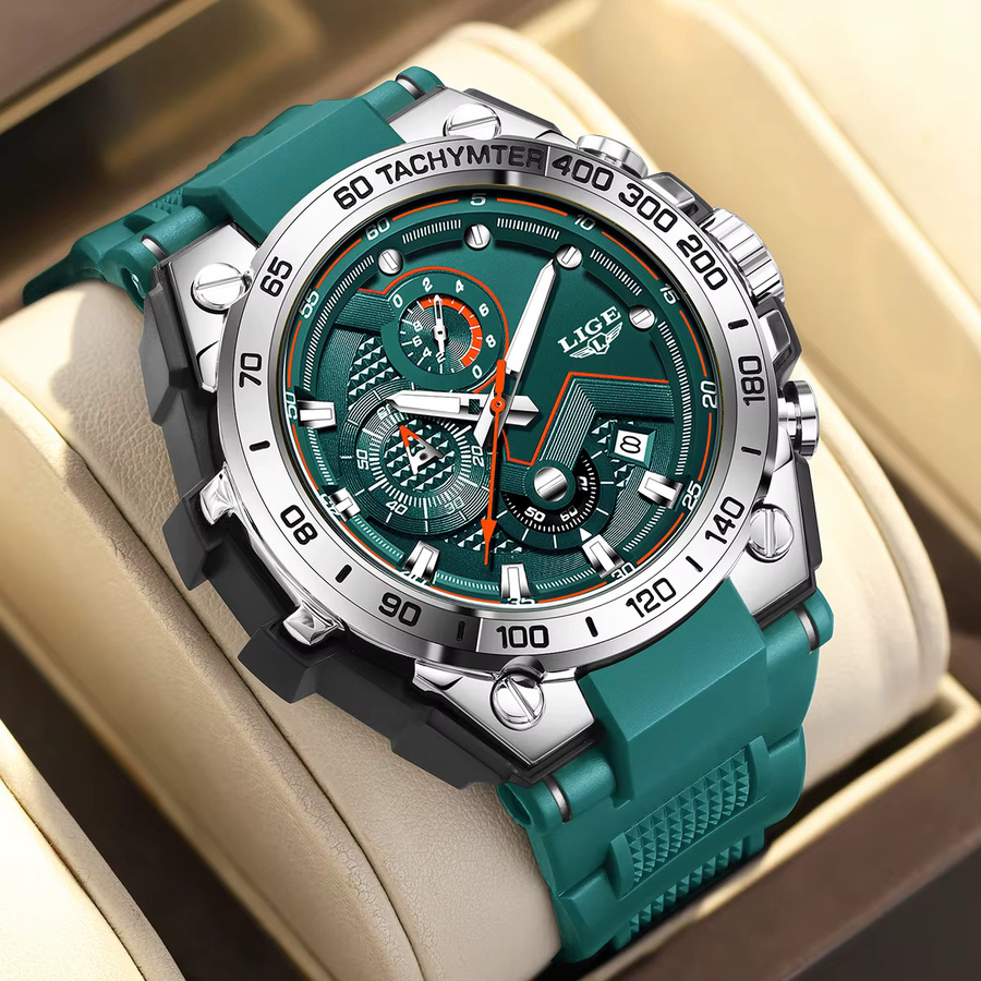 LIGE Armbanduhr Quarz, Silikon, Blau, Herren - Bild 3