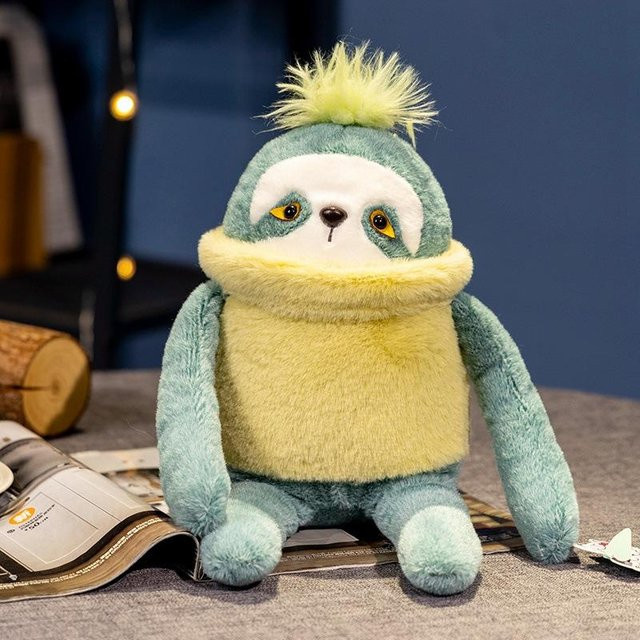 Bunte Faultierpuppe, Plüschtier, grün - Bild 1