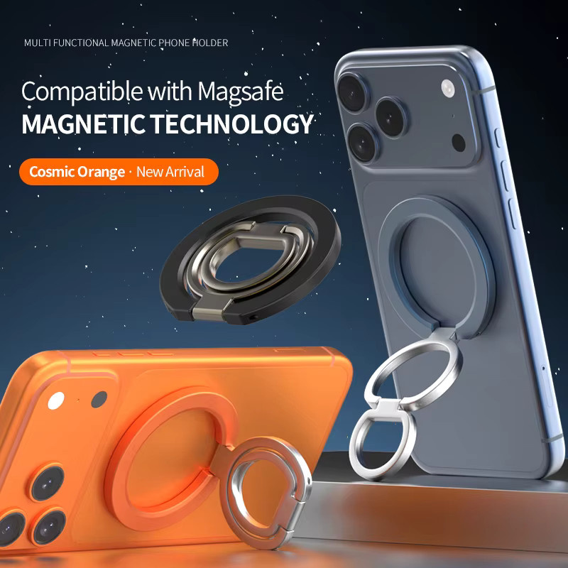 Doppelseitiger magnetischer MagSafe Handy-Ringhalter und Telefonständer in Grau für Samsung und andere Smartphones - Bild 2