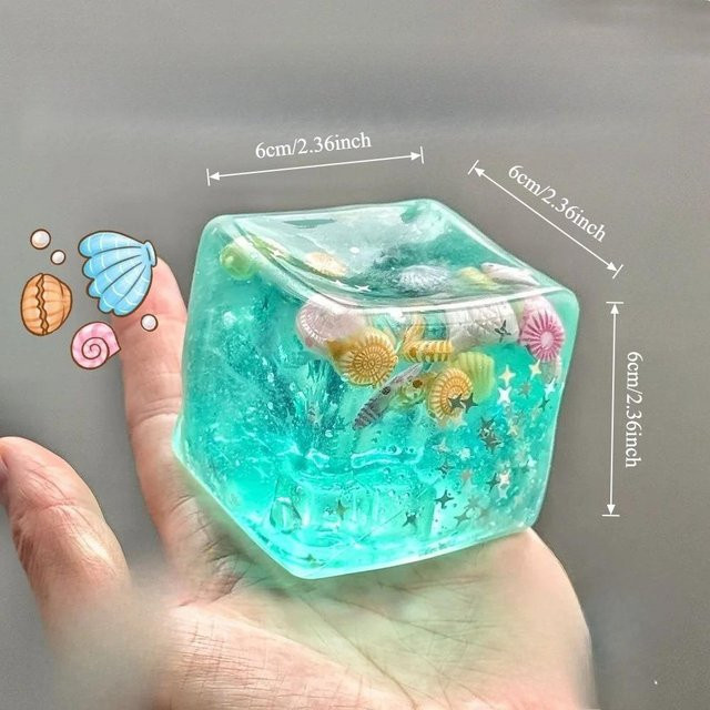 Taba Squishy Stressbälle Würfel, Ozean, Sensorisches Fidget Spielzeug - Bild 1
