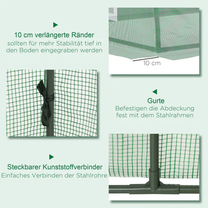 Outsunny Mini Tunnelgewächshaus aus UV-beständiger PE-Folie mit Mesh-Fenster in Grün, B/T/H: 200 x 80 x 45 cm - Bild 4