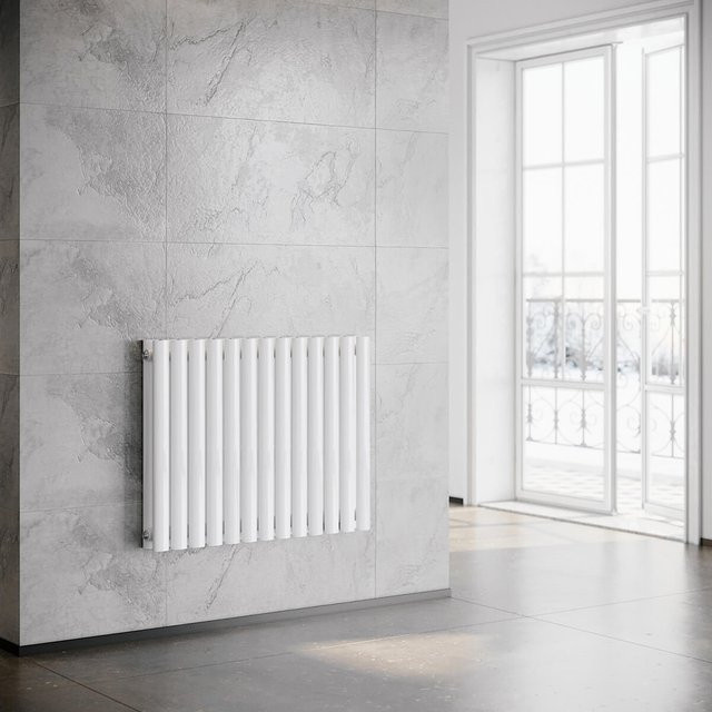 SONNI Röhrenheizkörper Wandheizkörper mit Mittelanschluss in Weiß, H: 60,0 cm, B: 76,7 cm - Bild 1