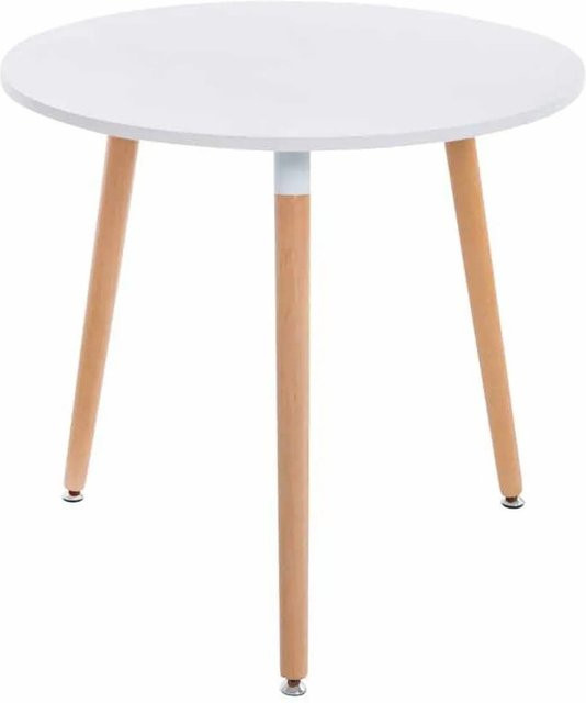 DELUKE Esstisch AMIRA Rund, Holz, Weiß, B/T/H: 80 x 80 x 75 cm - Bild 1