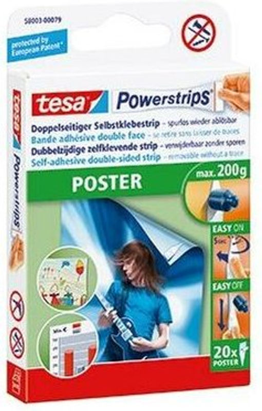 tesa Powerstrips Poster doppelseitiger Klebestreifen Weiß 20 Stück - Bild 2