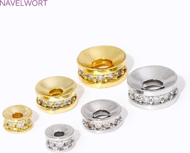 Spacer Perlen, 18 Karat vergoldetes Messing, Zirkon, 4.5/6/8mm - Bild 1