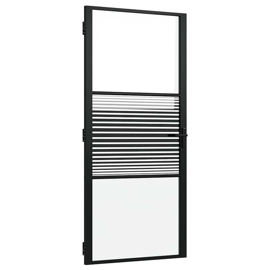 vidaXL Glastür in Schwarz und Transparent mit Aluminiumrahmen, minimalistisches Design, B/T/H: 76 x 3,5 x 201,5 cm - Bild 2