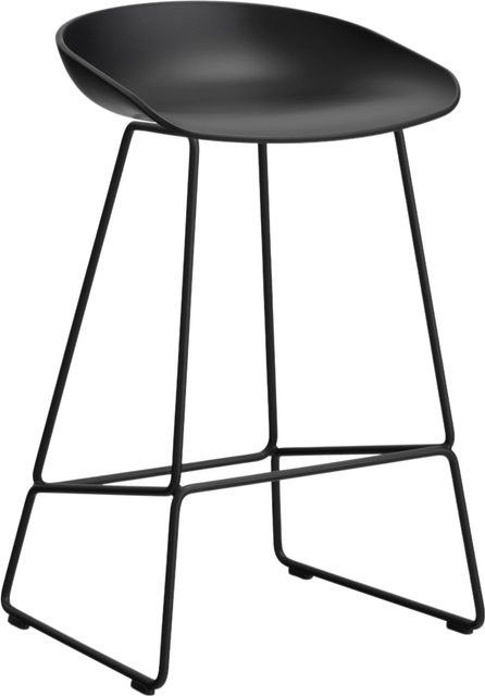 HAY About A Stool AAS 38 Hocker in Schwarz mit Stahlgestell und Polypropylen-Sitzschale im industriellen Design - Bild 1