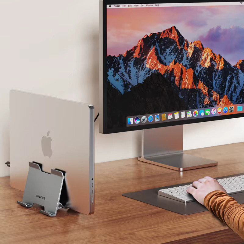 CABLETIME Vertikaler Laptop-Ständer aus Aluminiumlegierung in Silber für MacBook Pro, Surface, HP und Dell - Bild 3