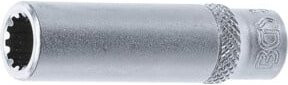 BGS Steckschlüssel-Einsatz Gear Lock tief 10158, Antrieb Innenvierkant 1/4 Zoll, SW 8 mm, silber - Bild 1