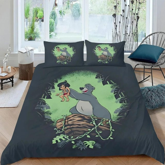 Flylo Bettwäscheset Dschungeltier mit 3-teiligem Kissenbezug und Bettbezug in Blau, Design 3D-Druck, B/H: 200 x 200 cm - Bild 1
