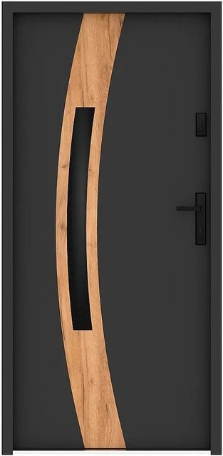 Haustür TROFA modern mit Glaseinsatz aus Stahl in Anthrazitgrau und Naturfarben Hell, Breite: 95 cm, Höhe: 210 cm, Tiefe: 6 cm - Bild 1