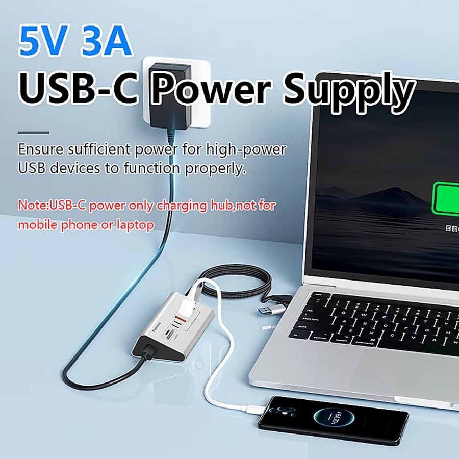 Kebidumei USB-C Dockingstation Aluminiumlegierung in Silber mit 8 bis 9 Ports und Kartenleser, USB 3.2 Hub mit 10 Gbit/s für PC und Laptop - Bild 3