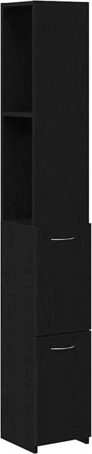vidaXL Badezimmerschrank in Schwarz und Eichen-Optik mit Tür und Regalfächern, B/T/H: 25 x 25 x 170 cm - Bild 1