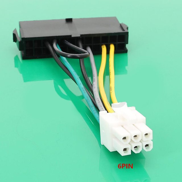 Netzteil Konverter Kabel von Dell 24-Pin Buchse auf 6-Pin Stecker für das Mainboard - Bild 1