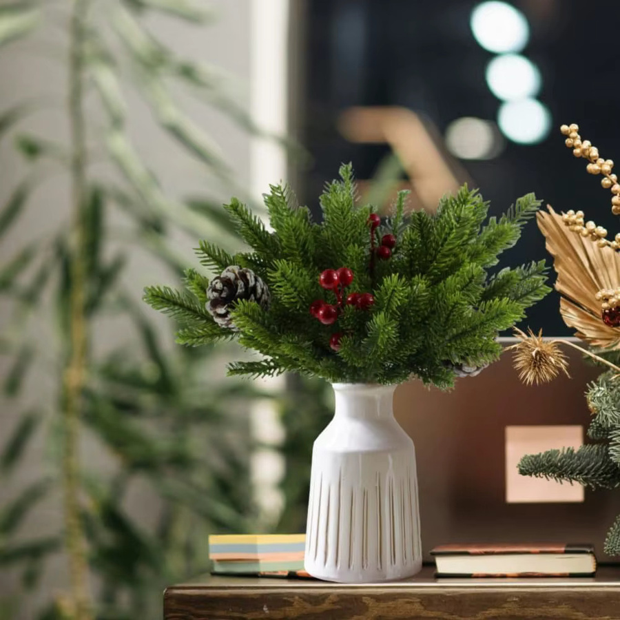 ZQCY Künstliche Pflanzen für Weihnachtsbaum und Dekoration, Grün, 50 Stück - Bild 2