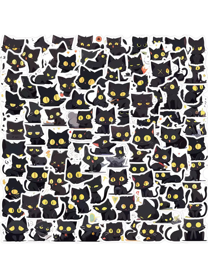 100 Stück schwarze Katzen-Graffiti-Aufkleber von Papery Pop Store für Handyhülle, Laptop und Notizbuch - Bild 4
