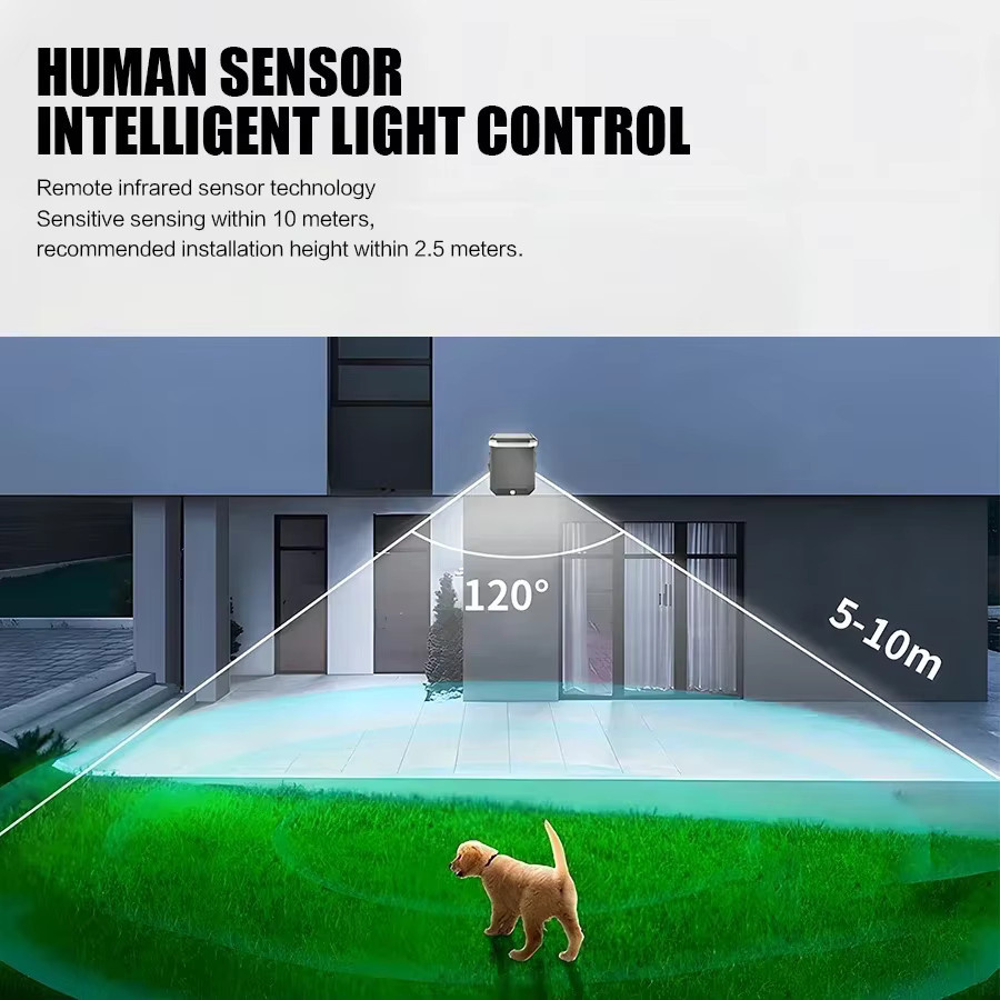XIWANGFIRE Solar-Wandleuchte Schwarz mit LED, Bewegungsmelder und Fernbedienung, IP65 wasserdicht, faltbare Außenlampe für Garten und Weg - Bild 3