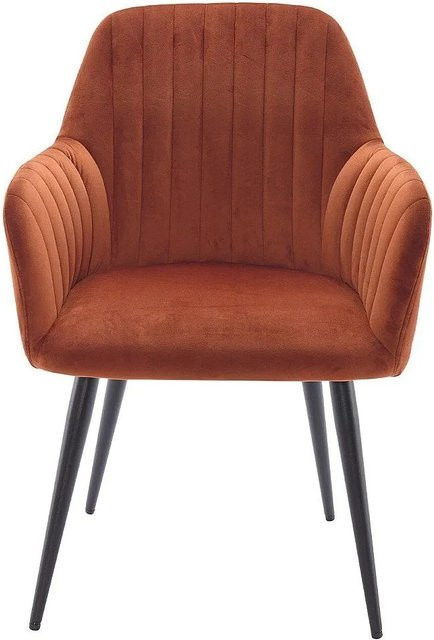 Vente-unique Eleana Stuhl aus Samt und Metall in Terracotta mit Armlehnen - Bild 1