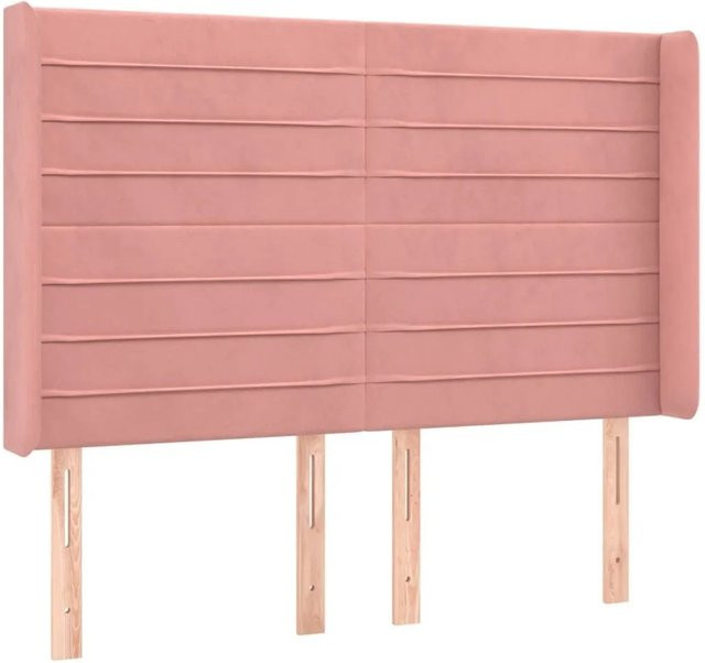 vidaXL Kopfteil mit Ohren in Rosa aus Samt, B/H/T: 147 x 118 x 16 cm - Bild 1