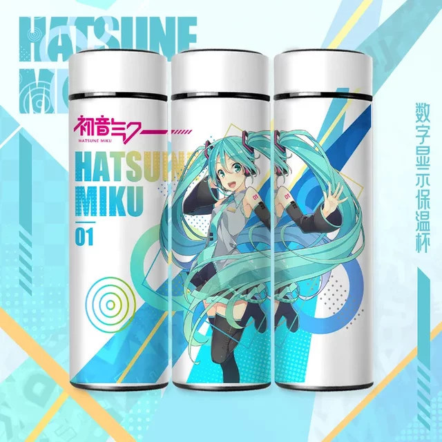 Bandai Miku Anime Smart-Thermobecher in Weiß mit Temperaturanzeige aus Edelstahl - Bild 1