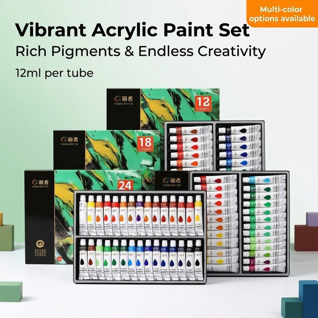 Acrylfarben-Set in Multicolour für DIY-Bastelarbeiten und Malen auf Leinwand, 12 ml pro Farbe - Bild 1