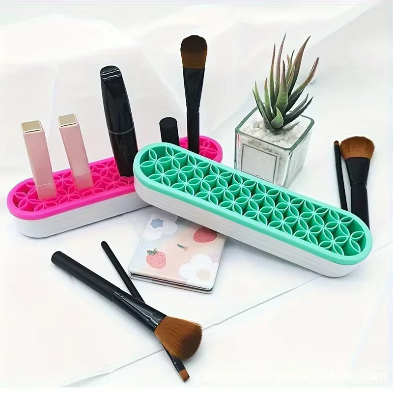 Silikon Make-up Pinselhalter und Kosmetik Organizer in Rot - Bild 1