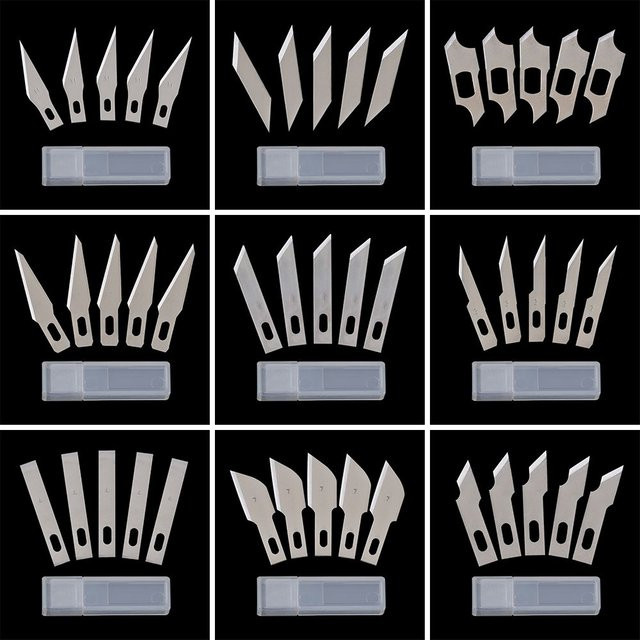 10-teiliges Hobby-Messer Set aus Edelstahl mit Skalpell-Klingen Typ #11 in Silber für präzise Gravurarbeiten und PCB-Reparaturen - Bild 1