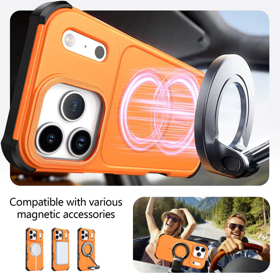SUNWARD MagSafe Magnetische Handyhülle für iPhone 17 16 15 14 13 12 11 Pro Max Plus – Robuste Heavy-Duty Hybrid Stoßfeste Schutzhülle in Schwarz und Orange - Bild 6