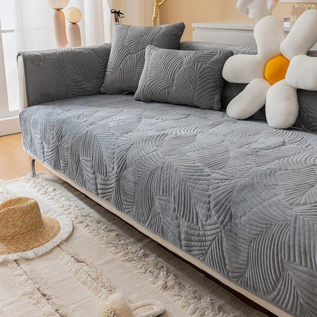 Super Six Sofabezug aus weichem Mikrofaser-Plüsch in Grau für L-förmige Sofas und Erkerfensterkissen, Breite: 70 cm, Breite: 70 cm - Bild 1
