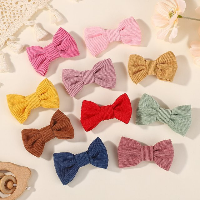 BABY BOWS Haarspangen mit Cord-Schleifen, 10 Stück, Kinder - Bild 1