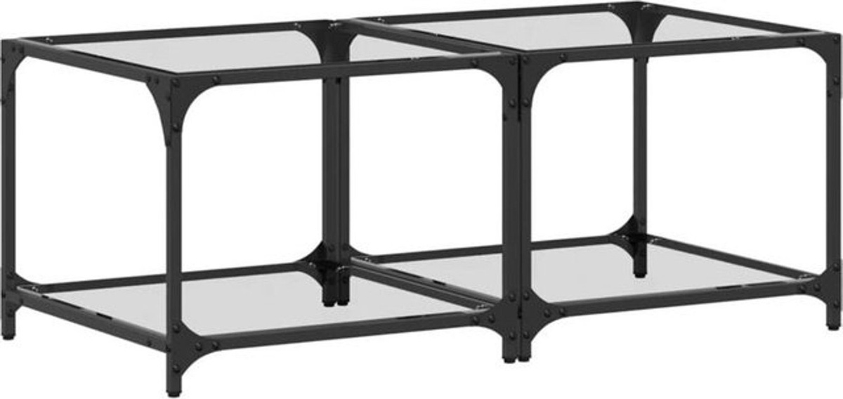 Vidaxl Couchtisch Set aus 2 Stück mit Glasplatte in Transparent und Schwarz, modern und minimalistisch, quadratisch, B/T/H: 50 x 50 x 40 cm - Bild 1