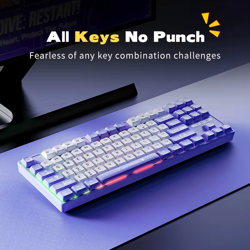 AIAZZ AK870 MC Mechanische Tastatur in Purple mit Hot-Swap-Funktion und USB-C-Anschluss für PC und Gamer (87 Tasten) - Bild 2
