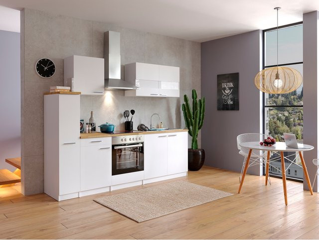Respekta Küchenzeile KB240WWC in Weiß mit Soft-Close-Türen und Einbaufunktion, Breite: 240 cm - Bild 1