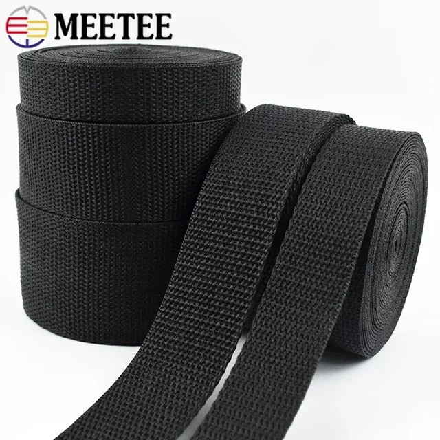 Meetee Nylon-Gurtband in Schwarz als Meterware für Taschen, Schultergurte und Nähzubehör, Breite: 20 mm bis 50 mm - Bild 1