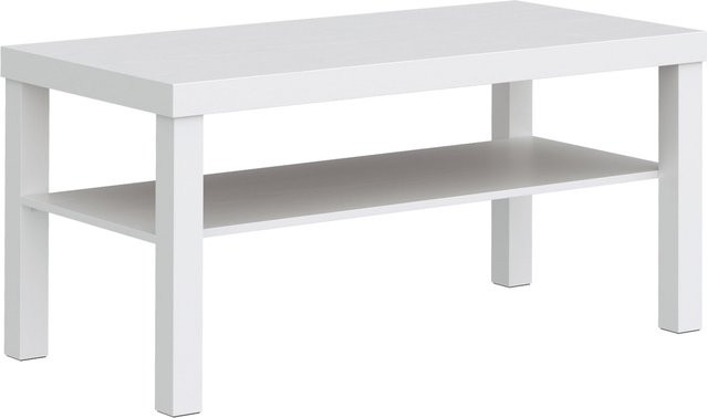 Aosom Couchtisch HOMCOM in Weiß, moderner rechteckiger Beistelltisch mit 2 Ebenen und Ablagefach, B/T/H: 90 x 45 x 44,5 cm - Bild 1