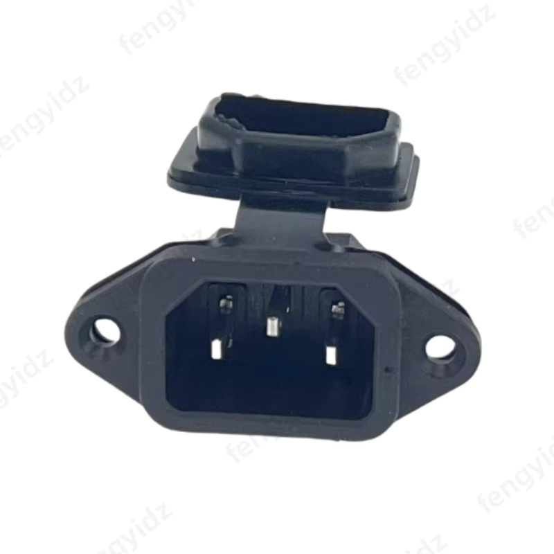 Fengyidz IEC 320 C14 3-Pins Stecker mit wasserdichter Abdeckung und Schraublöchern in Schwarz - Bild 2