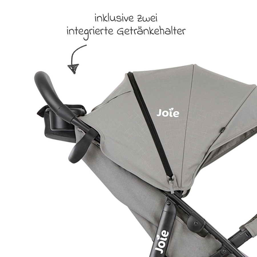 Joie Litetrax Buggy und Sportwagen mit Regenschutz und Ablagefach in Pebble Grey, belastbar bis 22 kg - Bild 3
