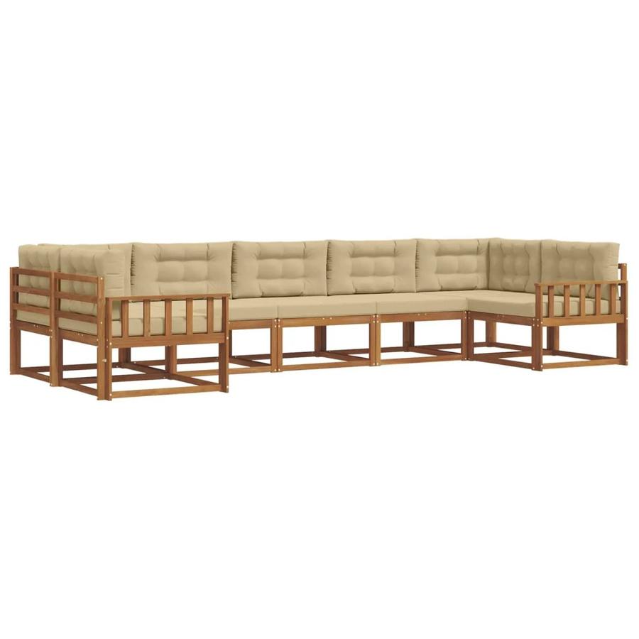 vidaXL Outdoor-Sofagarnitur 7-teilig aus Akazienholz mit Kissen in Natur und Beige - Bild 2