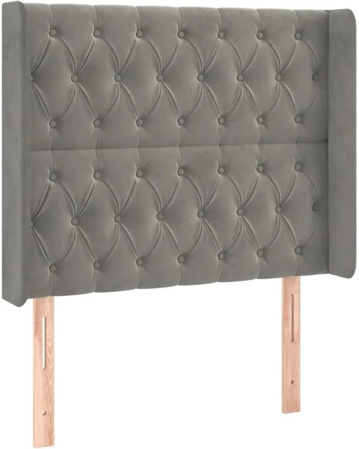 vidaXL LED Kopfteil aus Samt in Hellgrau mit USB-Ladeport und integrierter Beleuchtung B: 103 cm, T: 16 cm, H: 118-128 cm - Bild 1