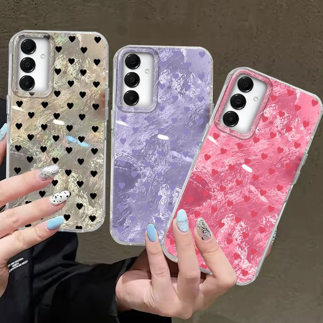 Schwarze Handyhülle mit Herz-Motiv für Samsung Galaxy A-Serie Soft Cover - Bild 1