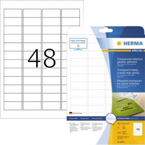 Herma 8016 Folien-Etiketten transparent, permanent haftend, 1200 Stück, B: 4,57 cm, H: 2,12 cm - Bild 1