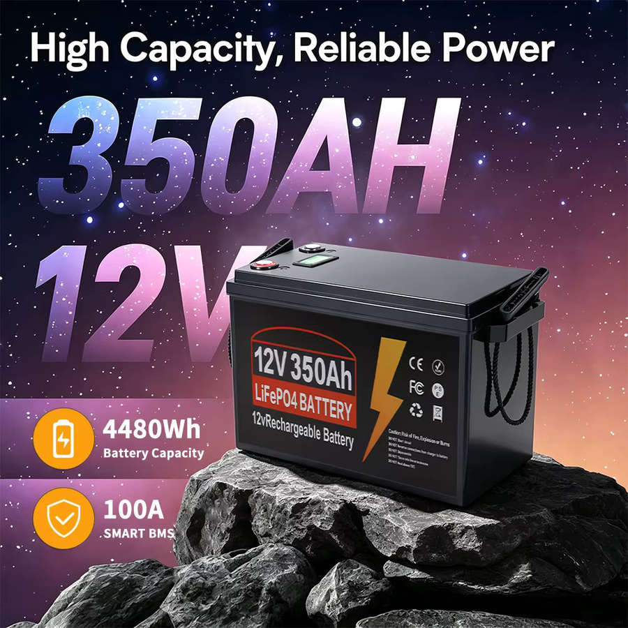 Likctt 12V 350Ah LiFePO4 Lithium-Batterie mit 100A BMS in Schwarz - Bild 4