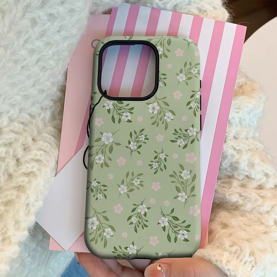 Potdemiel Handyhülle Vintage Sage Green Floral Ditsy für iPhone 17 16 15 14 13 Pro Max Plus mit doppelschichtiger Rückseite - Bild 3