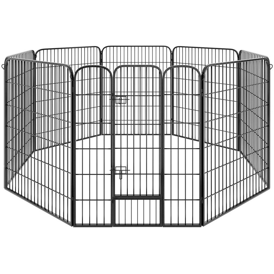 tectake Welpenauslauf Lisa, 8-teilig, faltbar, Grau, B/T/H: 154 x 154 x 100 cm - Bild 2
