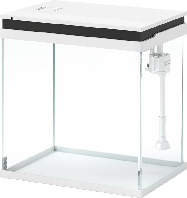 PawHut Aquarium aus Glas mit Filtersystem, LED-Beleuchtung und Wasserpumpe, 14 l, Weiß - Bild 1