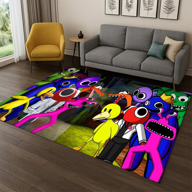 Livrane 3D Rainbows Friends Cartoon-Spielteppich für Kinder, rutschfest, mehrfarbig - Bild 1