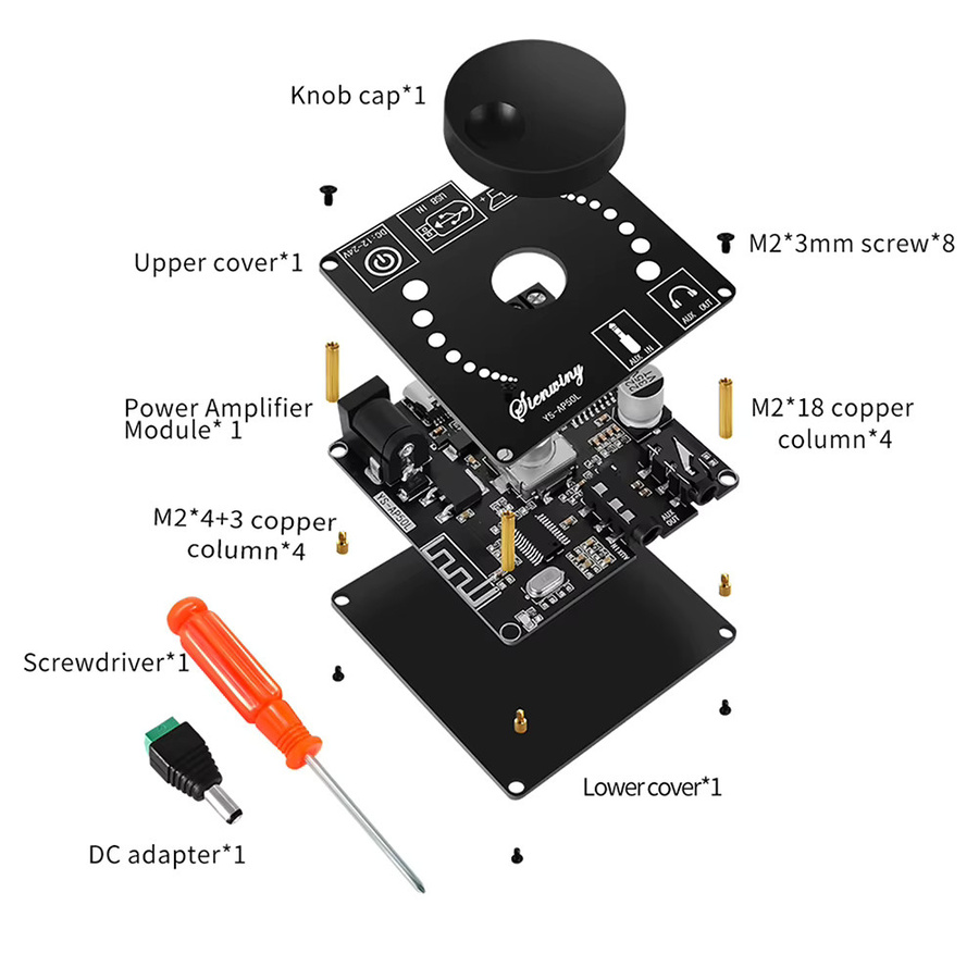 YS-AP50L Digitaler 2,1 Kanal Verstärker mit Bluetooth, USB und 3,5mm Aux, 50W Stereo Amp in Schwarz - Bild 5
